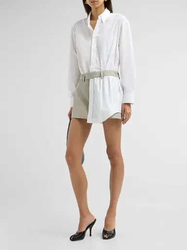 Alexander Wang Women's Tucked Shirt Cotton Romper | Thumbnail 2 Alexander Wang Women's Tucked Shirt Cotton Romper | Thumbnail 2