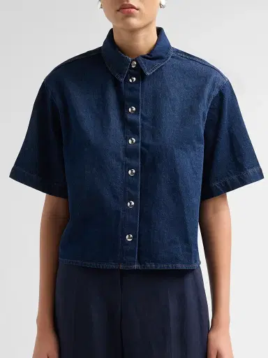 Anine Bing Women's Lincoln Denim Crop Shirt | Thumbnail 5 Anine Bing Women's Lincoln Denim Crop Shirt | Thumbnail 5