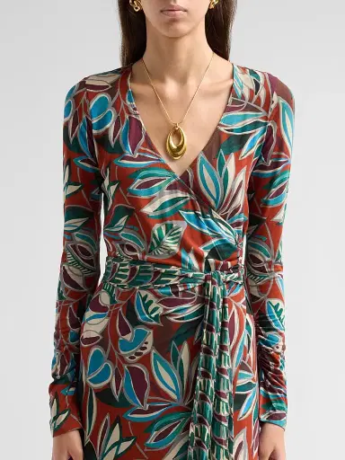 Johnny Was Women's The Janie Favorite Printed Wrap Midi Dress | Thumbnail 5 Johnny Was Women's The Janie Favorite Printed Wrap Midi Dress | Thumbnail 5