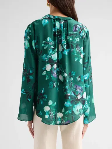 Johnny Was Women's Forti Floral Silk Ruffle Blouse | Thumbnail 3 Johnny Was Women's Forti Floral Silk Ruffle Blouse | Thumbnail 3