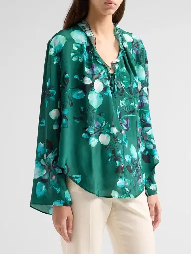 Johnny Was Women's Forti Floral Silk Ruffle Blouse | Thumbnail 4 Johnny Was Women's Forti Floral Silk Ruffle Blouse | Thumbnail 4