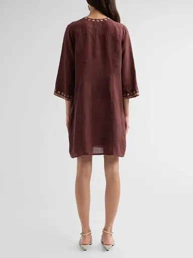 Johnny Was Women's Embroidered Paisley Swing Midi Dress | Thumbnail 3 Johnny Was Women's Embroidered Paisley Swing Midi Dress | Thumbnail 3