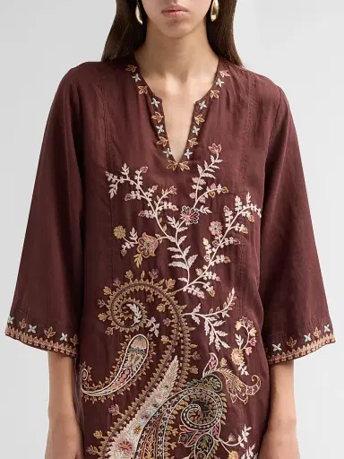 Johnny Was Women's Embroidered Paisley Swing Midi Dress | Thumbnail 5 Johnny Was Women's Embroidered Paisley Swing Midi Dress | Thumbnail 5