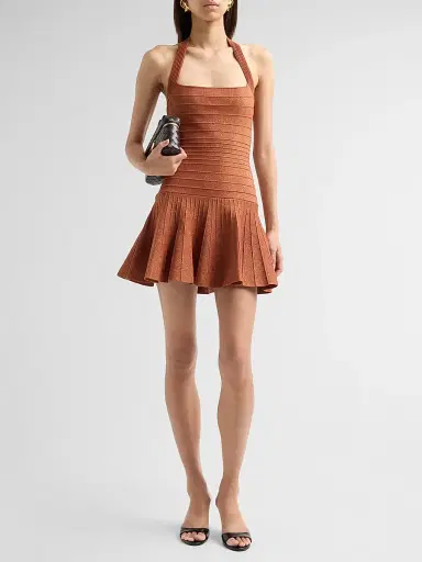 Retrofête Women's Serenna Metallic Knit Halterneck Mini Dress | Thumbnail 2 Retrofête Women's Serenna Metallic Knit Halterneck Mini Dress | Thumbnail 2