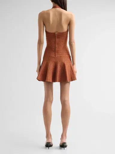 Retrofête Women's Serenna Metallic Knit Halterneck Mini Dress | Thumbnail 3 Retrofête Women's Serenna Metallic Knit Halterneck Mini Dress | Thumbnail 3