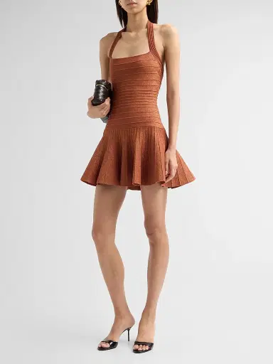 Retrofête Women's Serenna Metallic Knit Halterneck Mini Dress | Thumbnail 4 Retrofête Women's Serenna Metallic Knit Halterneck Mini Dress | Thumbnail 4