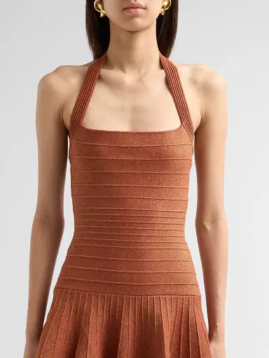 Retrofête Women's Serenna Metallic Knit Halterneck Mini Dress | Thumbnail 5 Retrofête Women's Serenna Metallic Knit Halterneck Mini Dress | Thumbnail 5