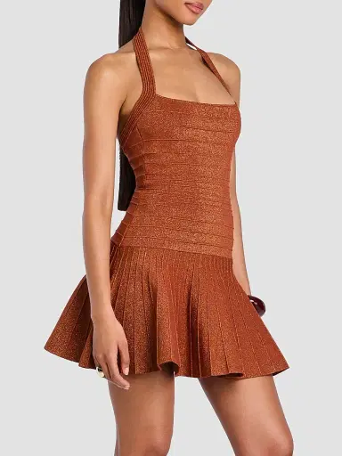 Retrofête Women's Serenna Metallic Knit Halterneck Mini Dress | Thumbnail 6 Retrofête Women's Serenna Metallic Knit Halterneck Mini Dress | Thumbnail 6