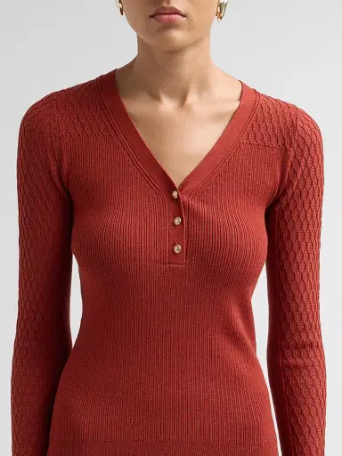 Elie Tahari Women's The Yusra Henley Sweater | Thumbnail 5 Elie Tahari Women's The Yusra Henley Sweater | Thumbnail 5