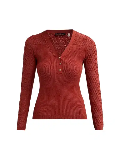Elie Tahari Women's The Yusra Henley Sweater | Thumbnail 1 Elie Tahari Women's The Yusra Henley Sweater | Thumbnail 1