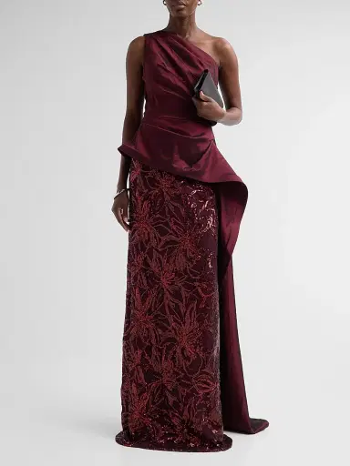 Teri Jon by Rickie Freeman Women's Taffeta Sequined Sculpted Gown | Thumbnail 2 Teri Jon by Rickie Freeman Women's Taffeta Sequined Sculpted Gown | Thumbnail 2