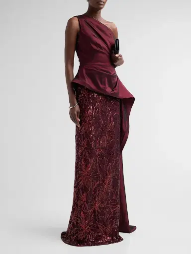 Teri Jon by Rickie Freeman Women's Taffeta Sequined Sculpted Gown | Thumbnail 4 Teri Jon by Rickie Freeman Women's Taffeta Sequined Sculpted Gown | Thumbnail 4