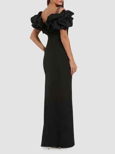 Mac Duggal Women's Off-The-Shoulder Puff-Sleeve Crepe Gown | Thumbnail 2 Mac Duggal Women's Off-The-Shoulder Puff-Sleeve Crepe Gown | Thumbnail 2