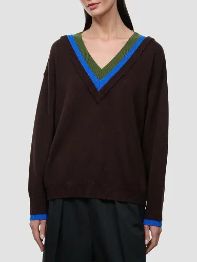 Staud Women's Norman Merino-Wool V-Neck Sweater | Thumbnail 4 Staud Women's Norman Merino-Wool V-Neck Sweater | Thumbnail 4