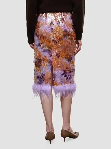 Staud Women's Fen Sequinned Feather-Trim Midi Skirt | Thumbnail 3 Staud Women's Fen Sequinned Feather-Trim Midi Skirt | Thumbnail 3