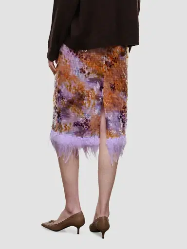 Staud Women's Fen Sequinned Feather-Trim Midi Skirt | Thumbnail 5 Staud Women's Fen Sequinned Feather-Trim Midi Skirt | Thumbnail 5