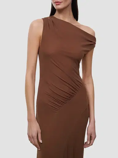 Staud Women's Amaris Ruched Mesh Asymmetric Maxi Dress | Thumbnail 5 Staud Women's Amaris Ruched Mesh Asymmetric Maxi Dress | Thumbnail 5