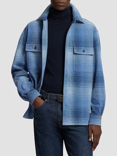 Ralph Lauren Purple Label Men's Plaid Cotton-Cashmere Shirt Jacket | Thumbnail 4 Ralph Lauren Purple Label Men's Plaid Cotton-Cashmere Shirt Jacket | Thumbnail 4