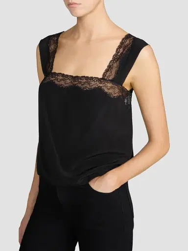 Frame Women's The Chandelier Lace-Trimmed Silk Cami Top | Thumbnail 4 Frame Women's The Chandelier Lace-Trimmed Silk Cami Top | Thumbnail 4