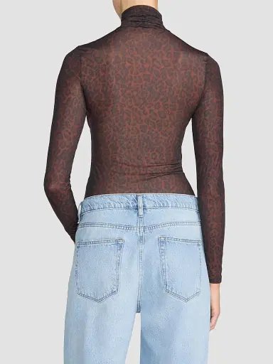 Frame Women's The Hosiery Leopard Print Sheer Top | Thumbnail 2 Frame Women's The Hosiery Leopard Print Sheer Top | Thumbnail 2