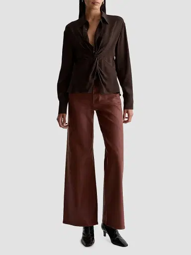 AG Jeans Women's Bel Ruched Silk-Blend Blouse | Thumbnail 2 AG Jeans Women's Bel Ruched Silk-Blend Blouse | Thumbnail 2