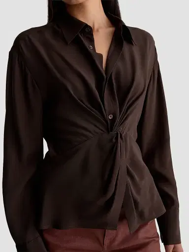 AG Jeans Women's Bel Ruched Silk-Blend Blouse | Thumbnail 5 AG Jeans Women's Bel Ruched Silk-Blend Blouse | Thumbnail 5