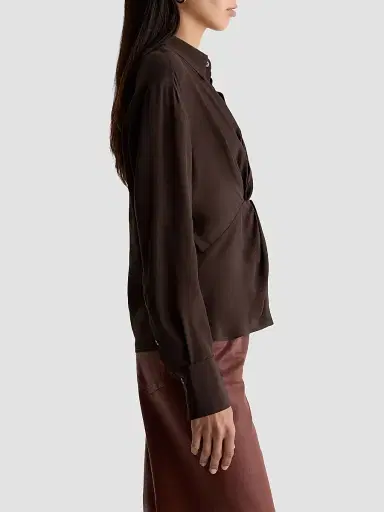 AG Jeans Women's Bel Ruched Silk-Blend Blouse | Thumbnail 7 AG Jeans Women's Bel Ruched Silk-Blend Blouse | Thumbnail 7