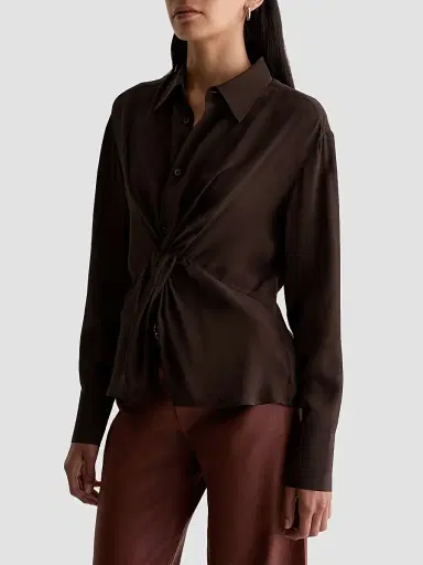 AG Jeans Women's Bel Ruched Silk-Blend Blouse | Thumbnail 8 AG Jeans Women's Bel Ruched Silk-Blend Blouse | Thumbnail 8