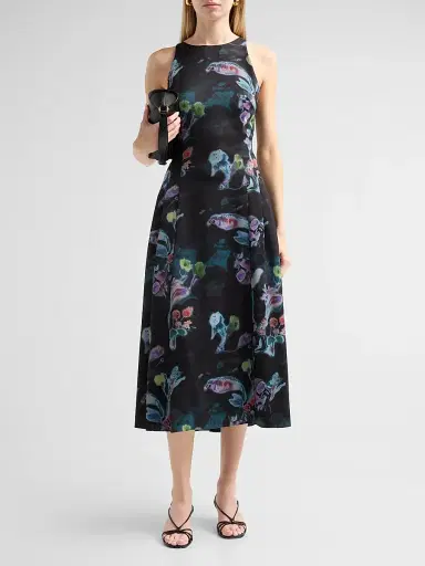 PRABAL GURUNG Women's Floral Twill Midi-Dress | Thumbnail 2 PRABAL GURUNG Women's Floral Twill Midi-Dress | Thumbnail 2