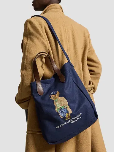 Polo Ralph Lauren Men's Polo Bear Cotton Canvas & Leather Tote | Thumbnail 2 Polo Ralph Lauren Men's Polo Bear Cotton Canvas & Leather Tote | Thumbnail 2
