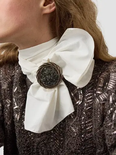 Ralph Lauren Women's Antiqued Twisted-Frame Pyrite Brooch | Thumbnail 2 Ralph Lauren Women's Antiqued Twisted-Frame Pyrite Brooch | Thumbnail 2