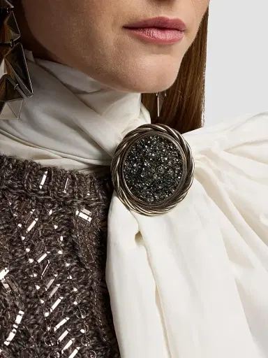 Ralph Lauren Women's Antiqued Twisted-Frame Pyrite Brooch | Thumbnail 3 Ralph Lauren Women's Antiqued Twisted-Frame Pyrite Brooch | Thumbnail 3