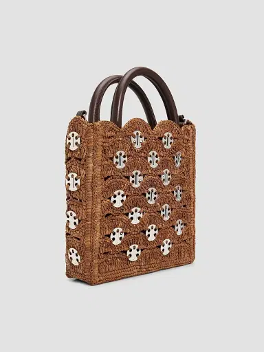 Rabanne Women's Raffia & Leather Top Handle Bag | Thumbnail 2 Rabanne Women's Raffia & Leather Top Handle Bag | Thumbnail 2