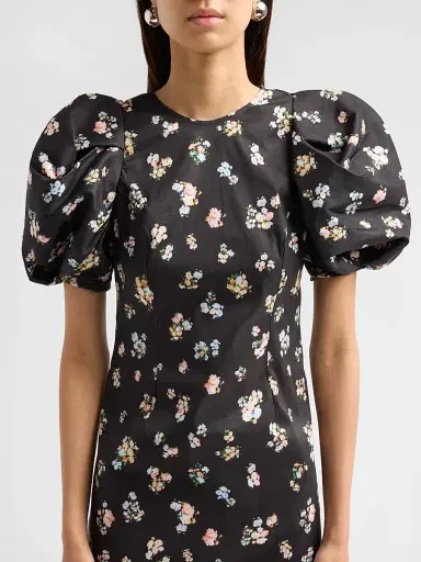 Kika Vargas Women's Anja Floral Taffeta Crewneck Midi-Dress | Thumbnail 5 Kika Vargas Women's Anja Floral Taffeta Crewneck Midi-Dress | Thumbnail 5
