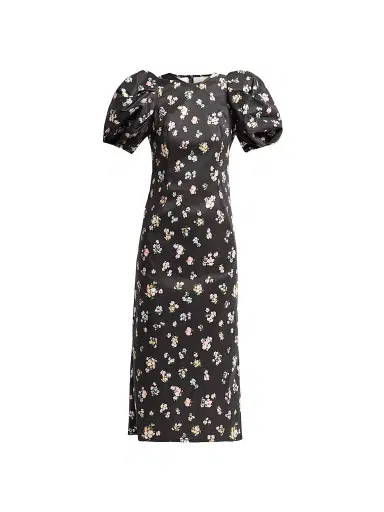 Kika Vargas Women's Anja Floral Taffeta Crewneck Midi-Dress | Thumbnail 1 Kika Vargas Women's Anja Floral Taffeta Crewneck Midi-Dress | Thumbnail 1