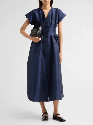 Kika Vargas Women's Tsige Taffeta A-Line Midi-Shirtdress | Thumbnail 2 Kika Vargas Women's Tsige Taffeta A-Line Midi-Shirtdress | Thumbnail 2