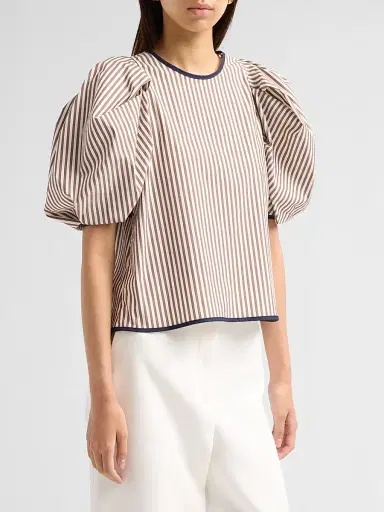 Kika Vargas Women's Lotta Striped Cotton-Blend Crewneck Blouse | Thumbnail 4 Kika Vargas Women's Lotta Striped Cotton-Blend Crewneck Blouse | Thumbnail 4
