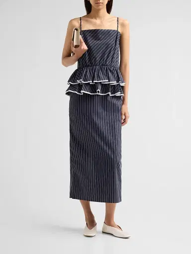 Kika Vargas Women's Alanna Striped Cotton-Blend Midi-Dress | Thumbnail 2 Kika Vargas Women's Alanna Striped Cotton-Blend Midi-Dress | Thumbnail 2