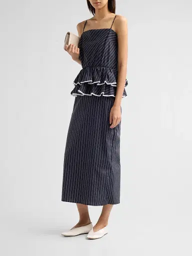 Kika Vargas Women's Alanna Striped Cotton-Blend Midi-Dress | Thumbnail 4 Kika Vargas Women's Alanna Striped Cotton-Blend Midi-Dress | Thumbnail 4