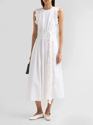 Kika Vargas Women's Hanna Appliqué Cotton-Blend Ruched Midi-Dress | Thumbnail 4 Kika Vargas Women's Hanna Appliqué Cotton-Blend Ruched Midi-Dress | Thumbnail 4