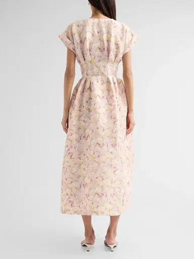 Kika Vargas Women's Tsige Peony Print Taffeta Midi Dress | Thumbnail 3 Kika Vargas Women's Tsige Peony Print Taffeta Midi Dress | Thumbnail 3