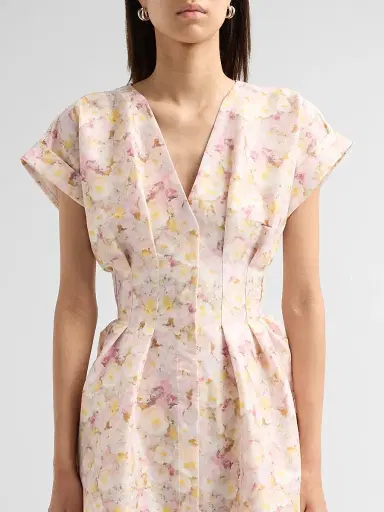 Kika Vargas Women's Tsige Peony Print Taffeta Midi Dress | Thumbnail 5 Kika Vargas Women's Tsige Peony Print Taffeta Midi Dress | Thumbnail 5