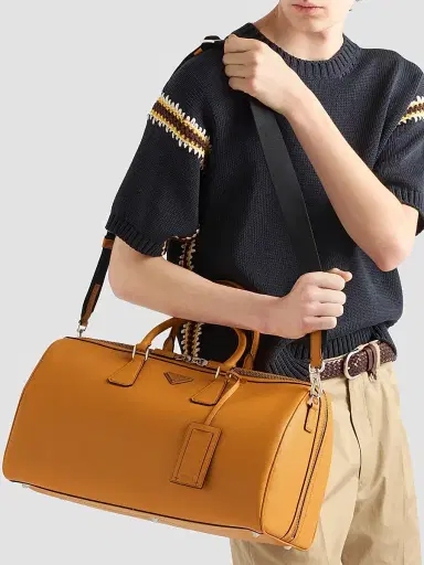Prada Men's Saffiano Leather Travel Duffle Bag | Thumbnail 3 Prada Men's Saffiano Leather Travel Duffle Bag | Thumbnail 3