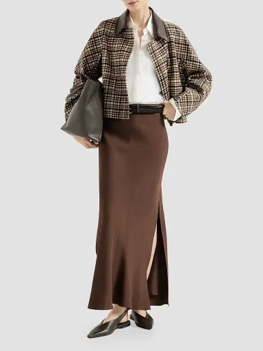 Brunello Cucinelli Women's Viscose and Linen Twill Fluid Bias-Cut Skirt | Thumbnail 2 Brunello Cucinelli Women's Viscose and Linen Twill Fluid Bias-Cut Skirt | Thumbnail 2