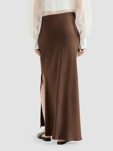 Brunello Cucinelli Women's Viscose and Linen Twill Fluid Bias-Cut Skirt | Thumbnail 4 Brunello Cucinelli Women's Viscose and Linen Twill Fluid Bias-Cut Skirt | Thumbnail 4