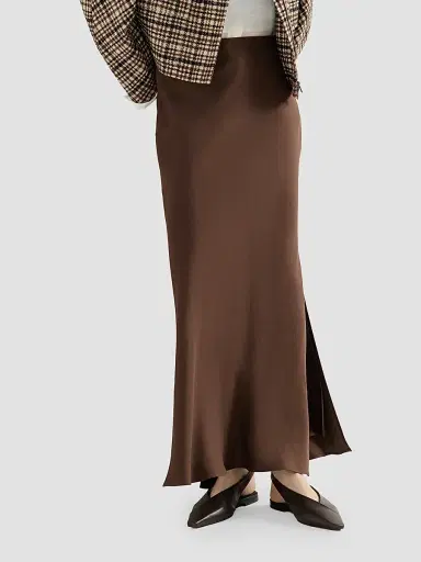 Brunello Cucinelli Women's Viscose and Linen Twill Fluid Bias-Cut Skirt | Thumbnail 5 Brunello Cucinelli Women's Viscose and Linen Twill Fluid Bias-Cut Skirt | Thumbnail 5