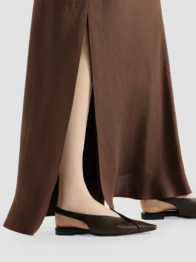 Brunello Cucinelli Women's Viscose and Linen Twill Fluid Bias-Cut Skirt | Thumbnail 6 Brunello Cucinelli Women's Viscose and Linen Twill Fluid Bias-Cut Skirt | Thumbnail 6