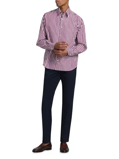 Isaia Men's Bengal Stripe Cotton Shirt | Thumbnail 2 Isaia Men's Bengal Stripe Cotton Shirt | Thumbnail 2