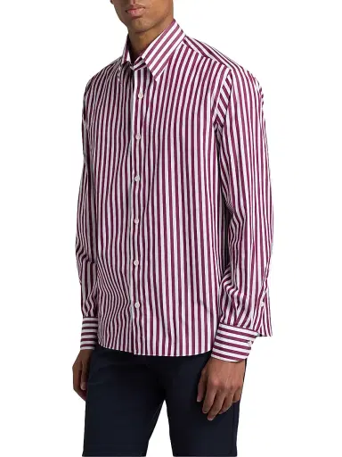 Isaia Men's Bengal Stripe Cotton Shirt | Thumbnail 4 Isaia Men's Bengal Stripe Cotton Shirt | Thumbnail 4