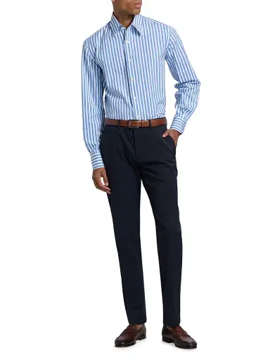 Isaia Men's Bengal Stripe Cotton Shirt | Thumbnail 2 Isaia Men's Bengal Stripe Cotton Shirt | Thumbnail 2